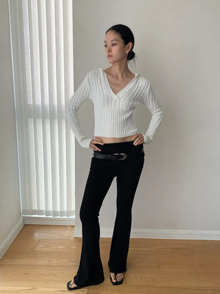 v-neck hooded sweater