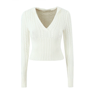 v-neck hooded sweater