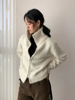stand collar cardigan
