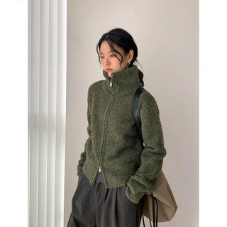 stand collar cardigan