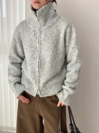 stand collar cardigan