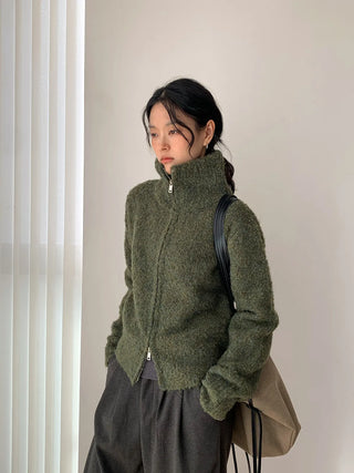 stand collar cardigan