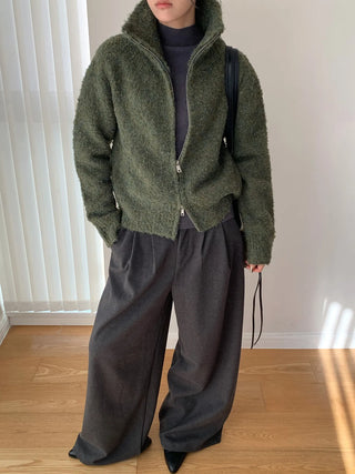 stand collar cardigan