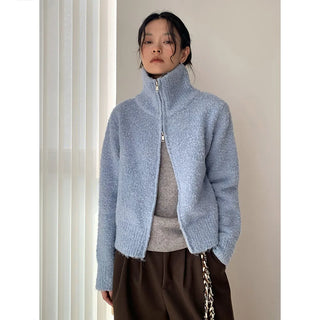 stand collar cardigan