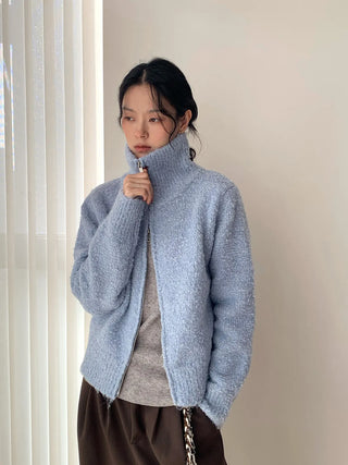 stand collar cardigan