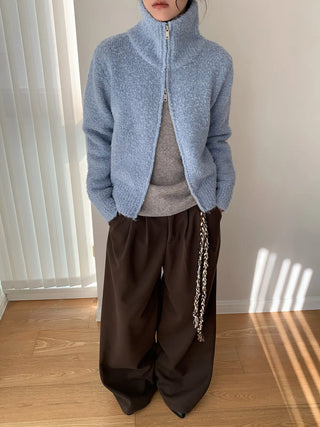 stand collar cardigan