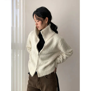 stand collar cardigan