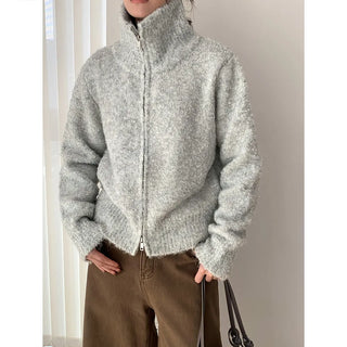 stand collar cardigan