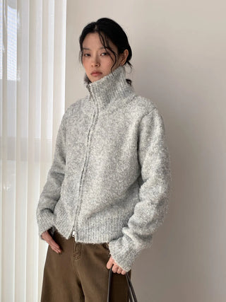 stand collar cardigan