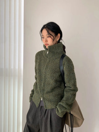 stand collar cardigan