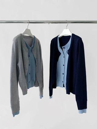 contrast knit cardigan