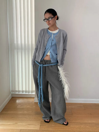 contrast knit cardigan