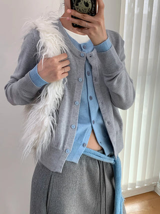 contrast knit cardigan