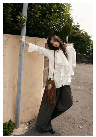 ruffled frayed shirt