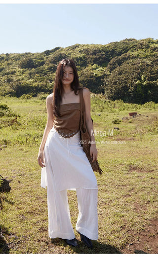 drawstring skort pants