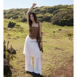 drawstring skort pants