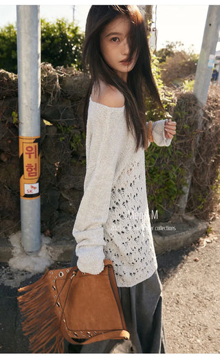 hollow knit blouse