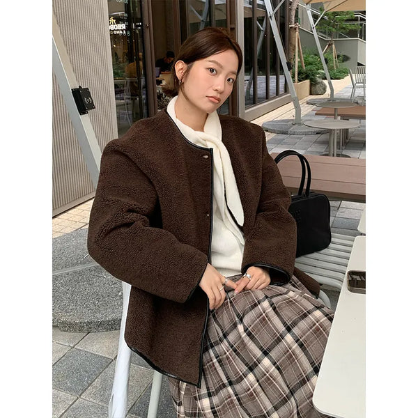 fleece pu coat