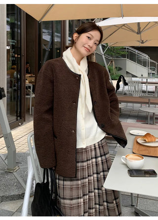 fleece pu coat