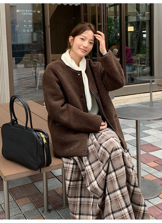 fleece pu coat