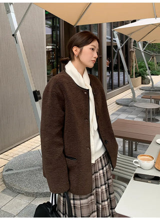 fleece pu coat