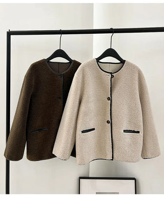 fleece pu coat