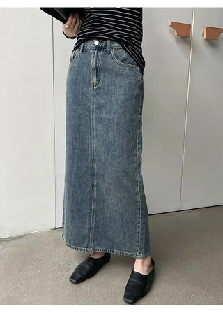 slit denim skirt