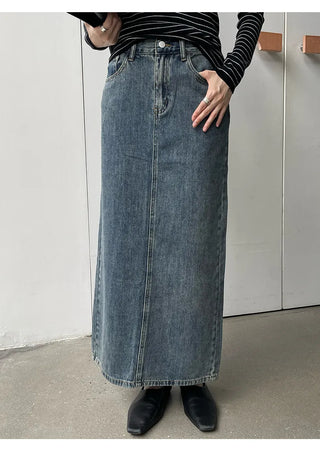 slit denim skirt