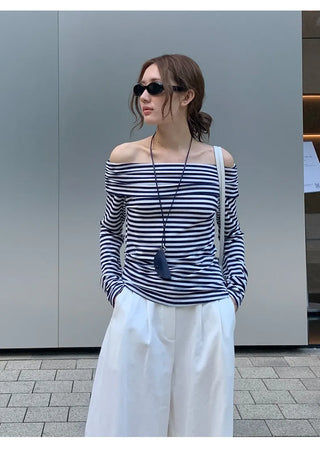 striped off-neck