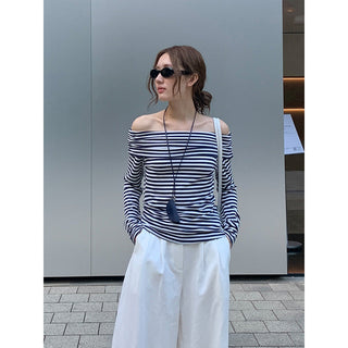 striped off-neck