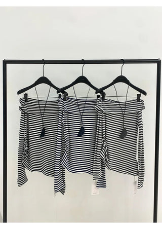 striped off-neck