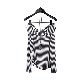 striped off-neck