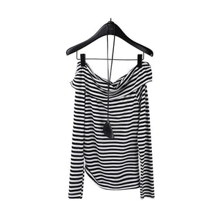 striped off-neck
