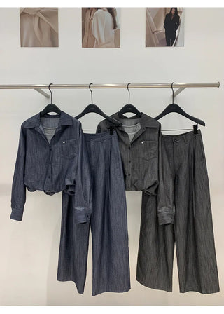 denim shirt set