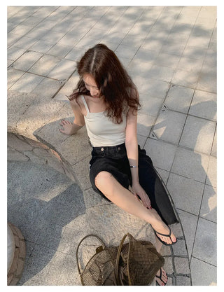 irregular strap vest