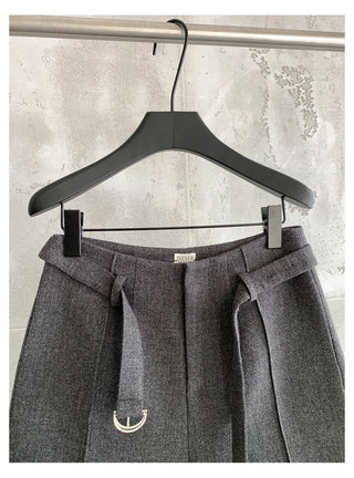 belted wool shorts