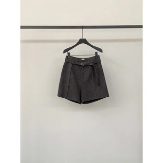belted wool shorts