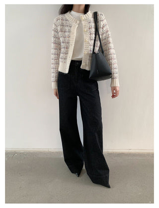 woven cropped cardigan