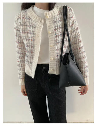 woven cropped cardigan