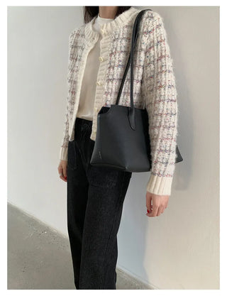 woven cropped cardigan