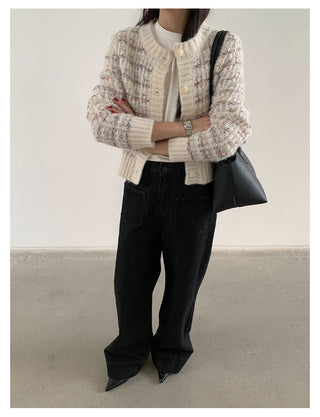 woven cropped cardigan