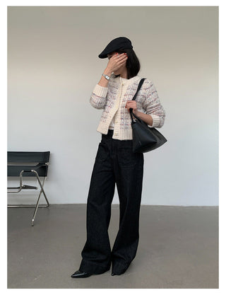 woven cropped cardigan