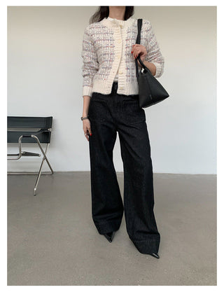 woven cropped cardigan