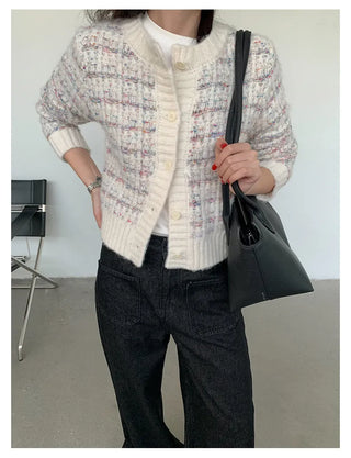 woven cropped cardigan