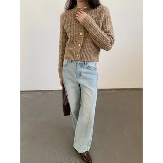 woven cropped cardigan