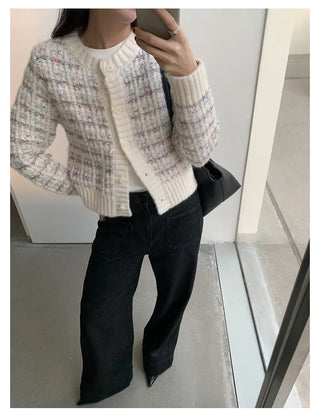 woven cropped cardigan