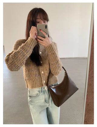 woven cropped cardigan