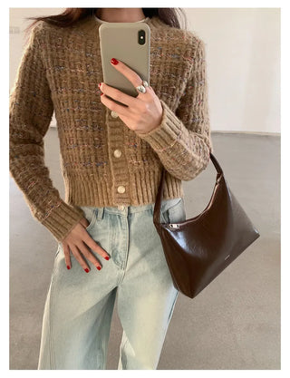 woven cropped cardigan