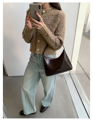 woven cropped cardigan