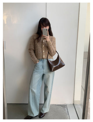 woven cropped cardigan